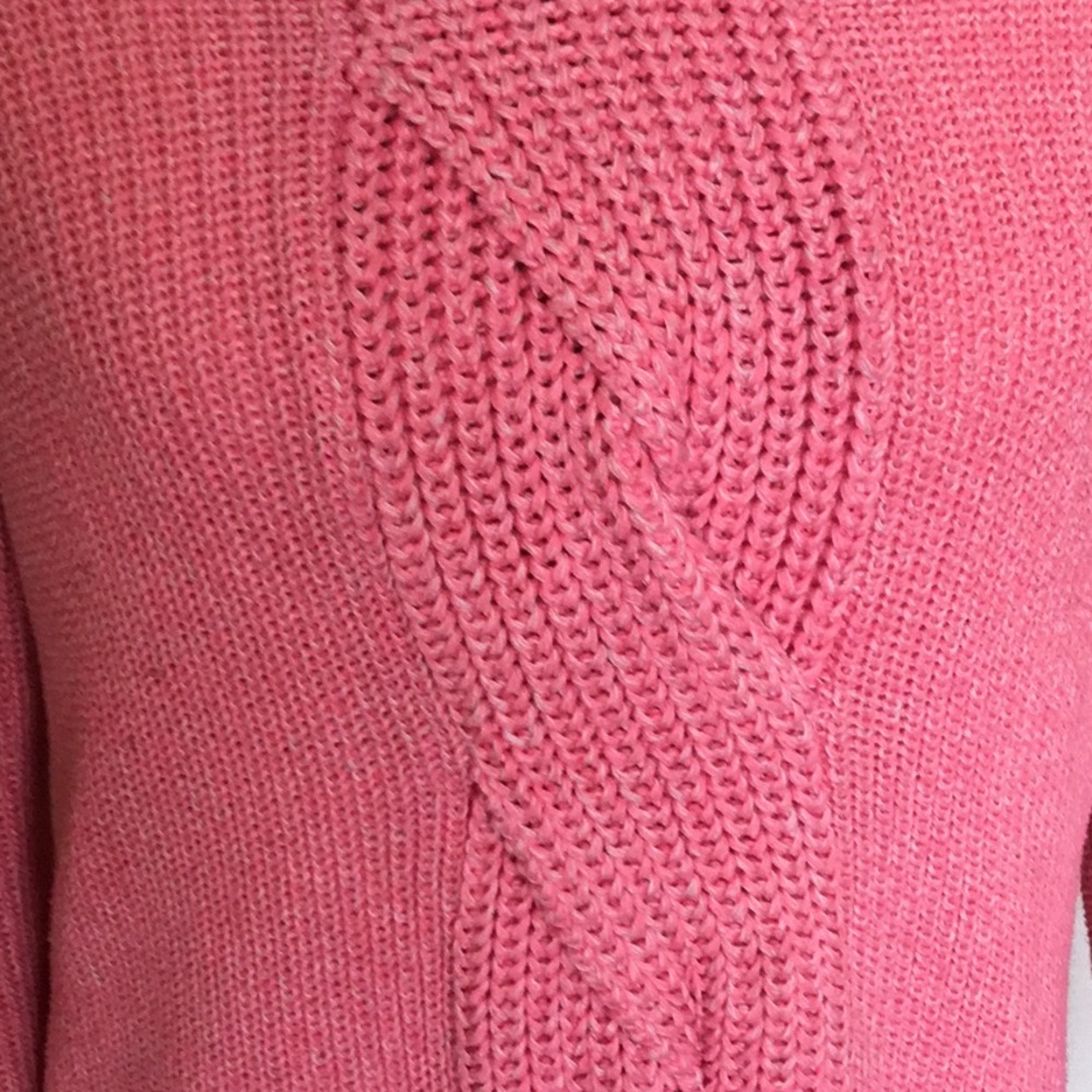 Talbots pink chunky knit crew neck sweater - Picture 3 of 4